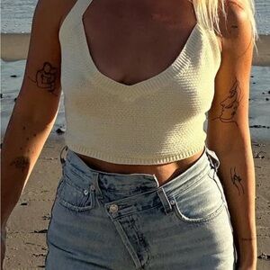 Topshop ivory backless top size M. O